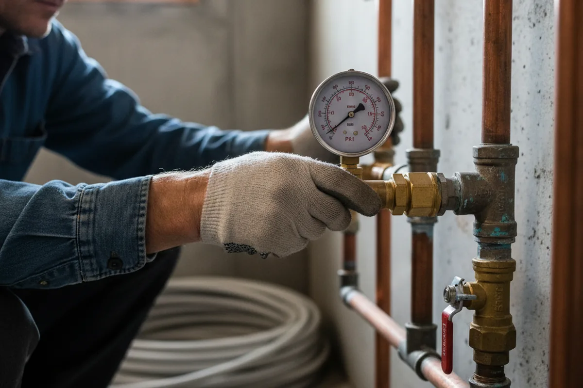 Pressure testing a repaired line during Water Line Repair in Creswell